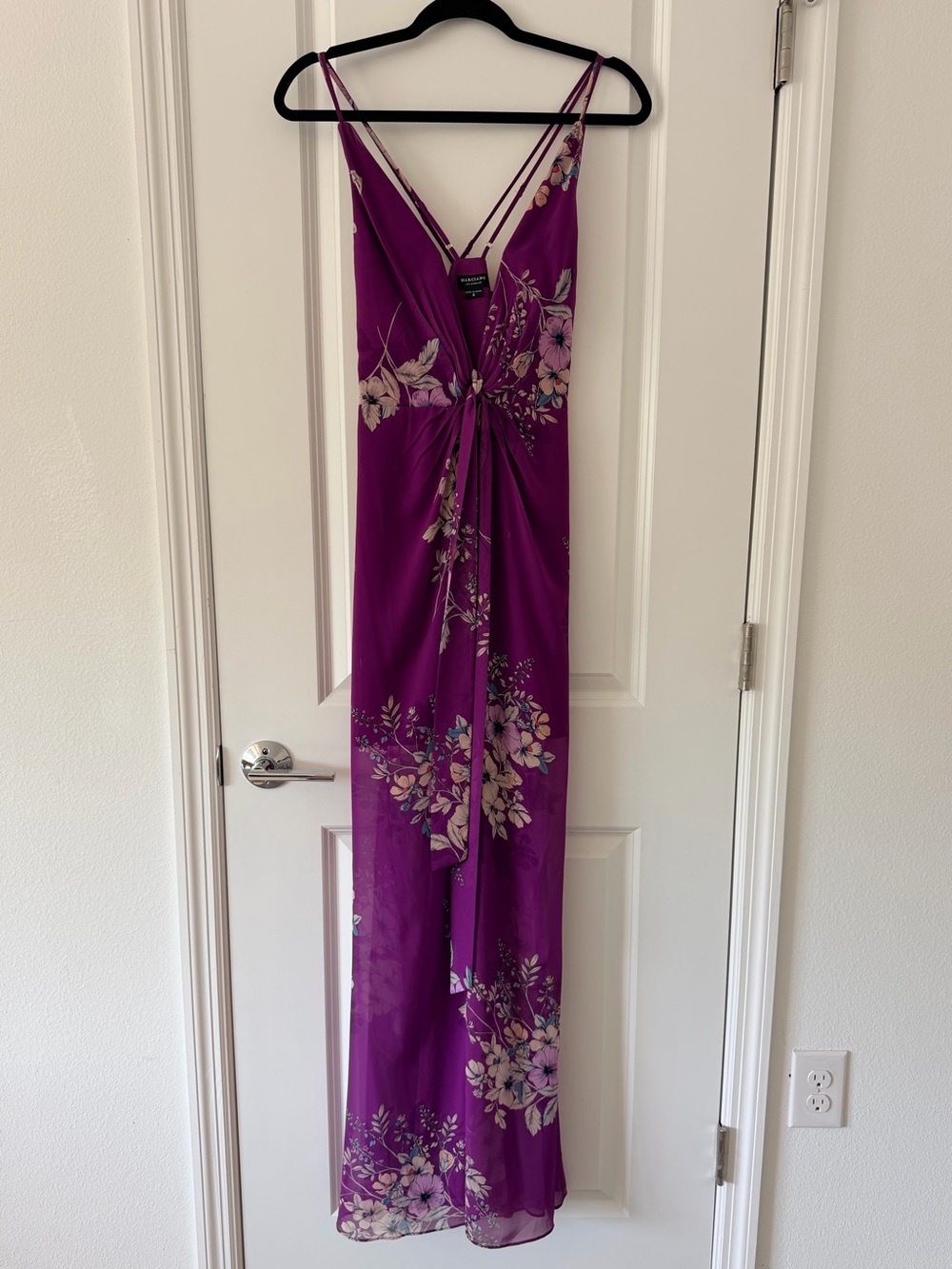 Marciano Purple Floral Twist-Front Dress